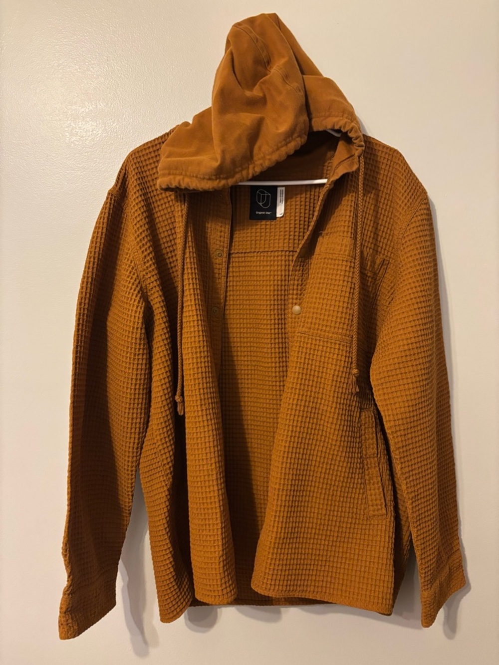 Original Use Waffle-Knit Hooded Shirt — Rust - Picture 2 of 4